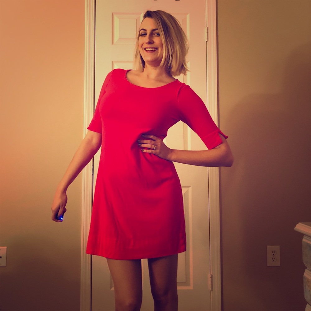Jersey hot pink sleeved dress